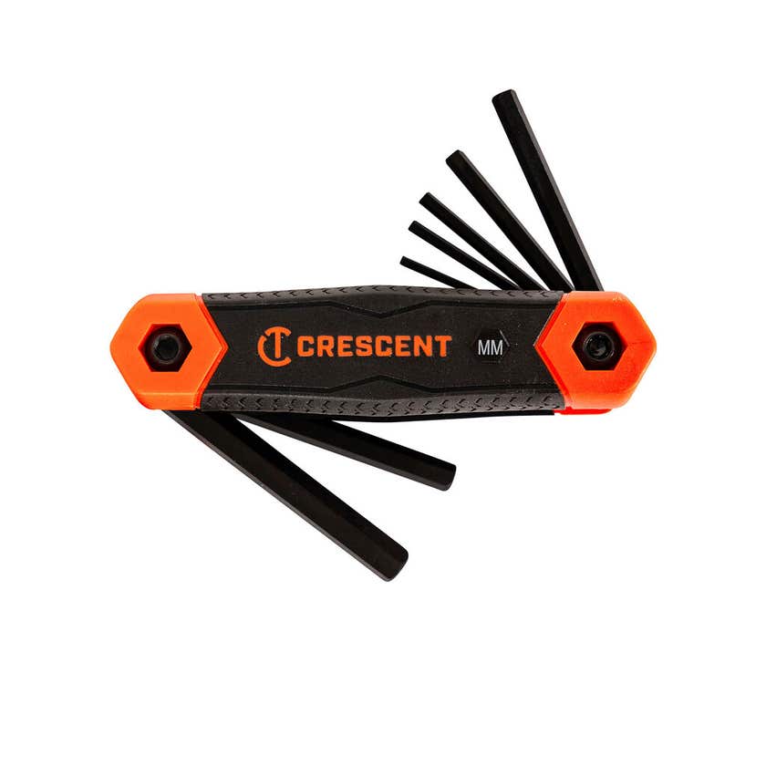 Folding Metric Allen Key Dual Material Key Set - 8 Piece Crescent