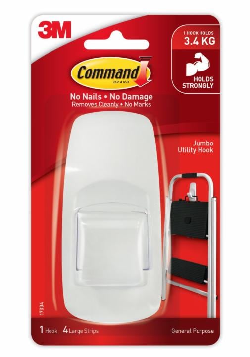 Hooks Jumbo white 4 strips Pk1