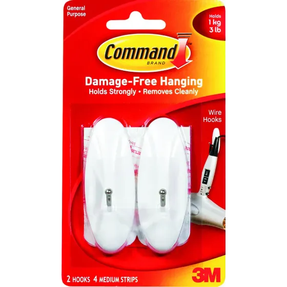 Hook Wire White 4 Strips Pk2