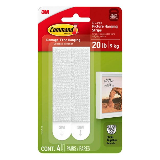 XL Picture Hanging Strips 9kg White 4pk
