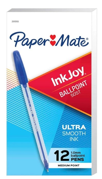 Paper Mate InkJoy Ballpoint Pen Medium 1mm Blue Pack-12