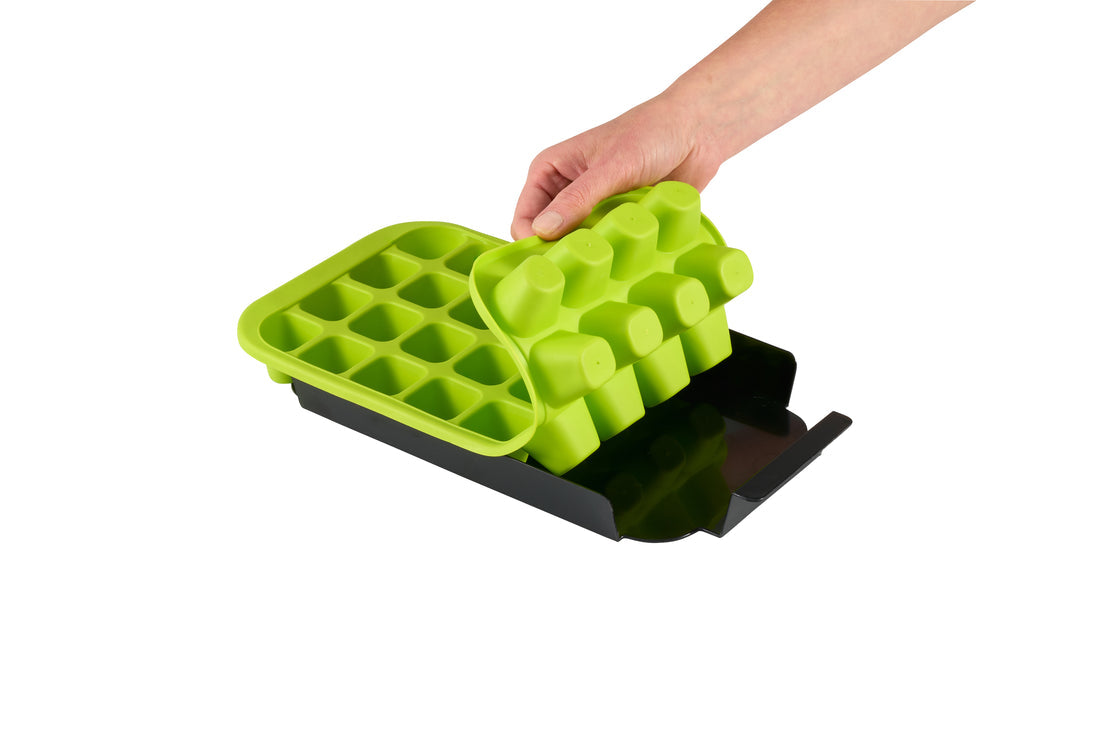 32 Cup Flexible Ice Cube Tray with Base Tray