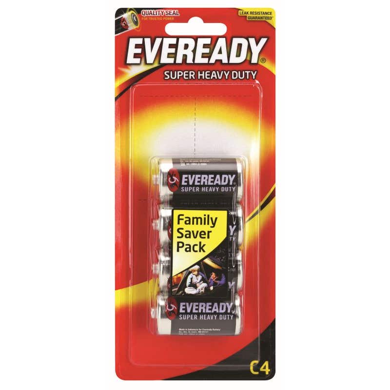 Super Heavy Duty Battery Black C 4 Pack