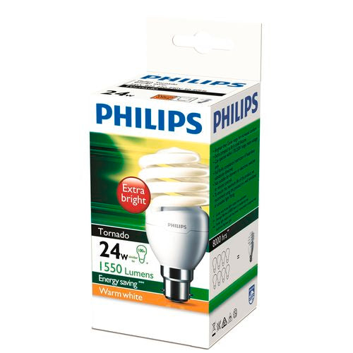 Globe CFL Sprial Tornado BC Warm White 24W