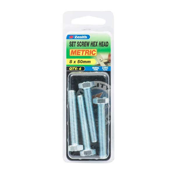 Set Screw Hex Head Zinc Plated M8x50 Sp4 Zenith