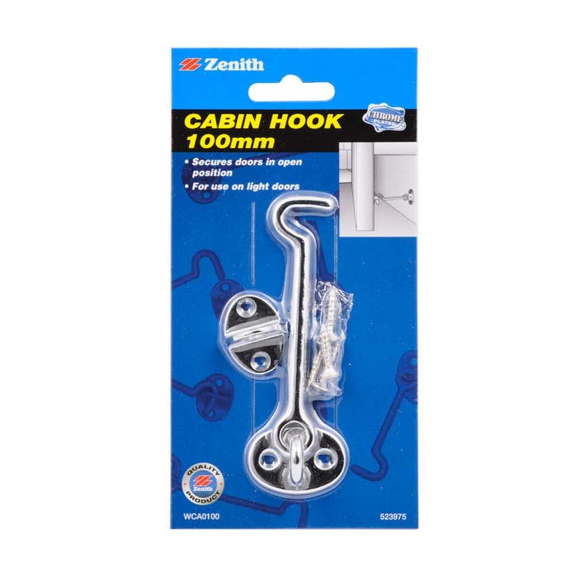 Cabin Hook Chrome Plated 100mm - Zenith
