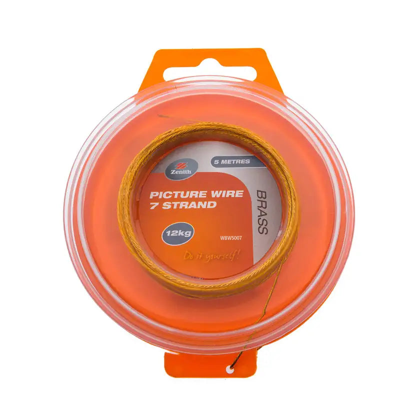 Zenith Picture Wire 7 Strand Brass 5m 12kg