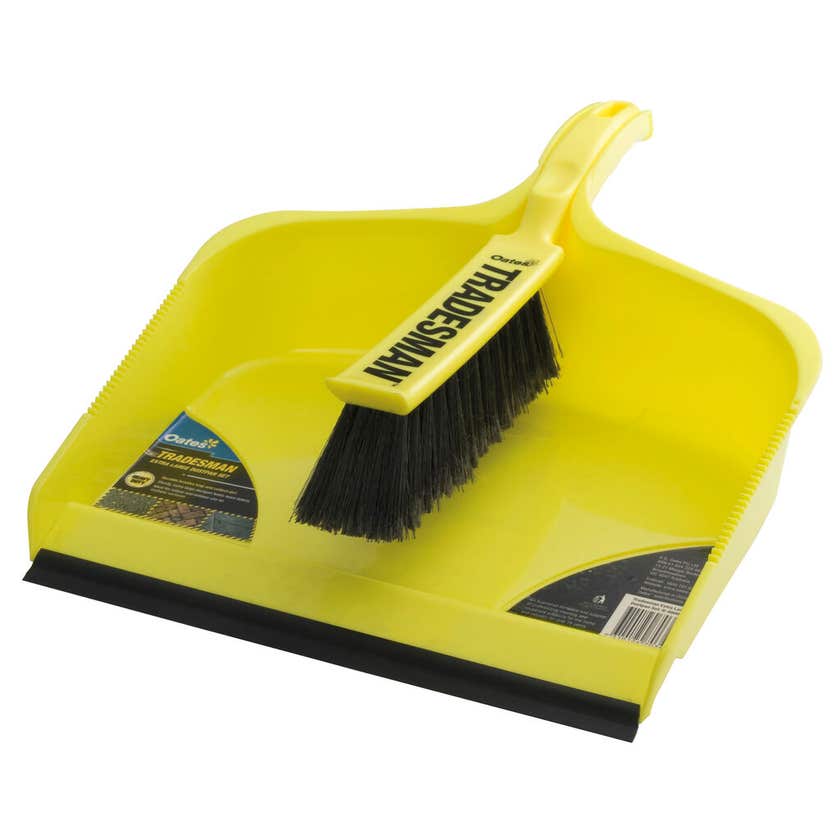 Dustpan & Brush Set Extra Large Yellow Tradesman Oates