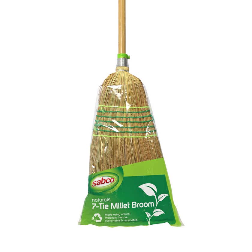 Broom Millet 7 Tie Natural With Bamboo Handle