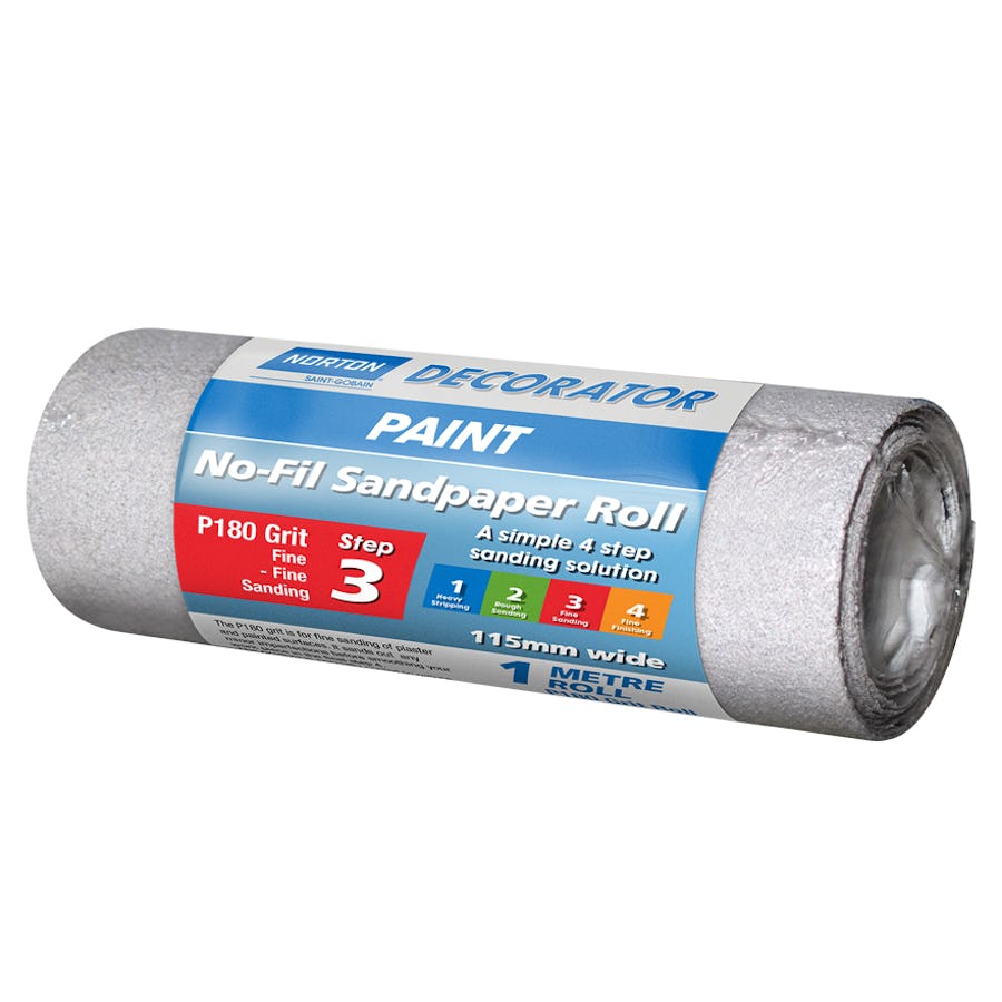 No Fill Sandpaper Roll 115mm X 1m 180 Grit