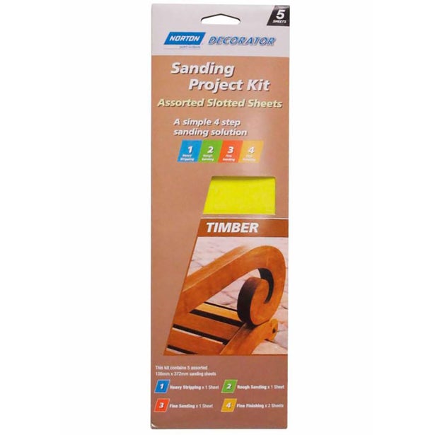 Sanding Kit Timber108x372mm Pk5 Norton
