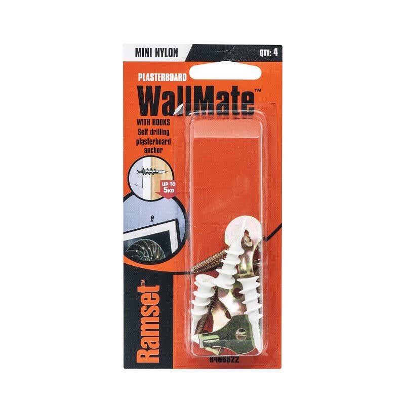 WallMate Nylon Mini With Hooks 5kg - 4 Pack - Ramset
