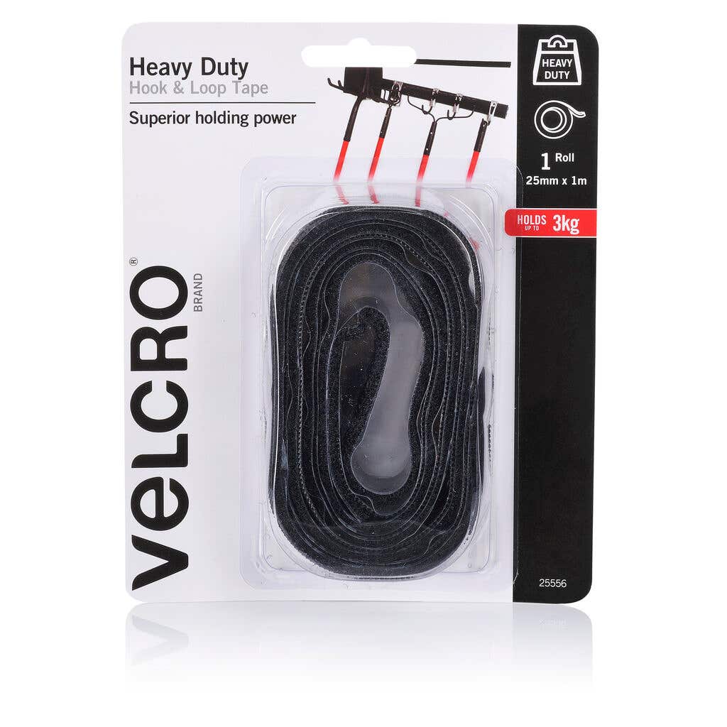 Velcro Heavy Duty Stickon Black 25mmx1m