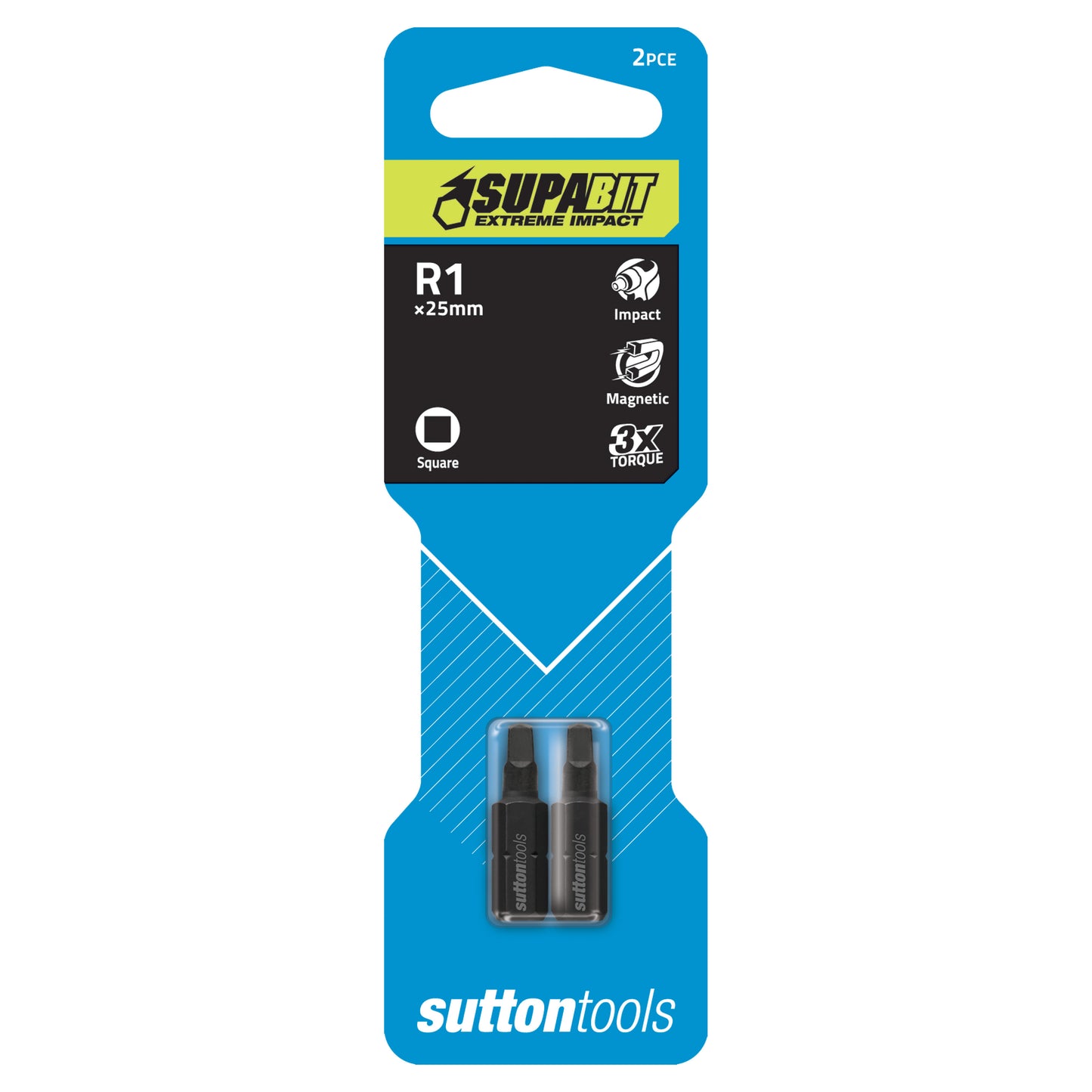 Bit Screwdriver Square Recess R1x25mm 2Pk Sutton