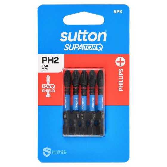 Bit Screwdriver S200 Supatorq PH2 50mm 5Pk Sutton