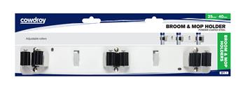 Hook Broom & Mop Holder Triple Rack White25-40mm