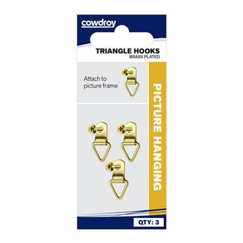 Picture Hanging Triangle Hooks Brass Plated Pk-3
