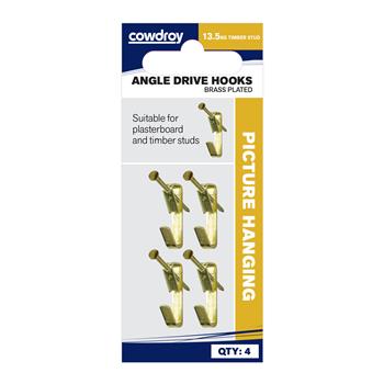 Hook Picture Angle Drive Brass Plated 13.5kg Pk4