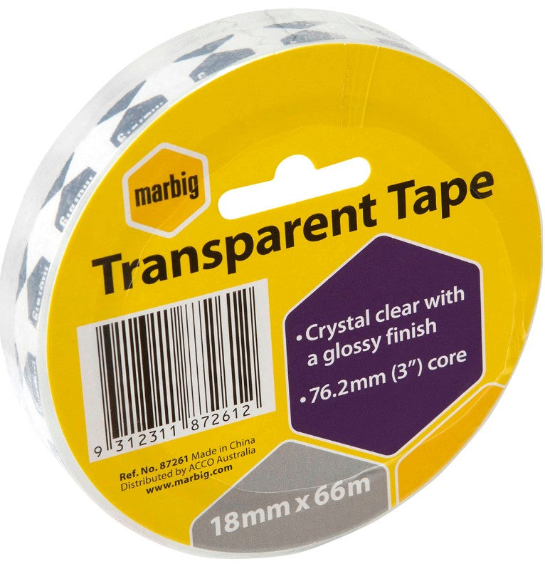 Tape Marbig Office Transparent 18mm x 66M