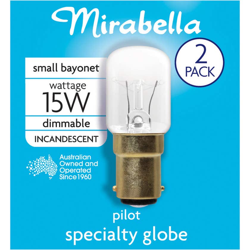 Globe Pilot Sbc Clear 15W 2Pk - Mirabella