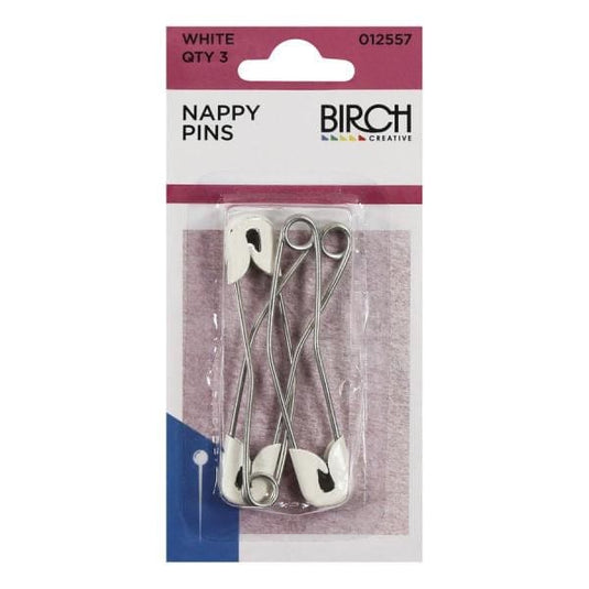 Birch Nappy Pins White Pk-3