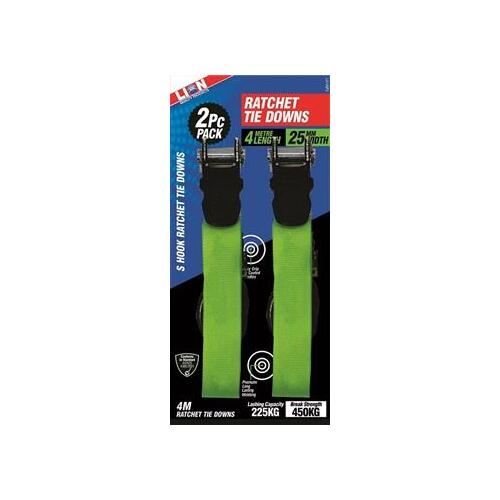 Tie Down Ratchet 4M 225Kg Lashing Capacity 2Pce Lion