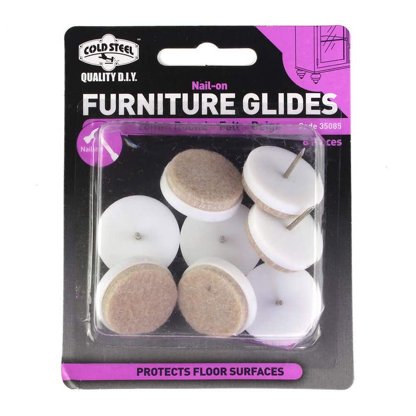 Glide Felt Nail On Beige 28mm Pk8