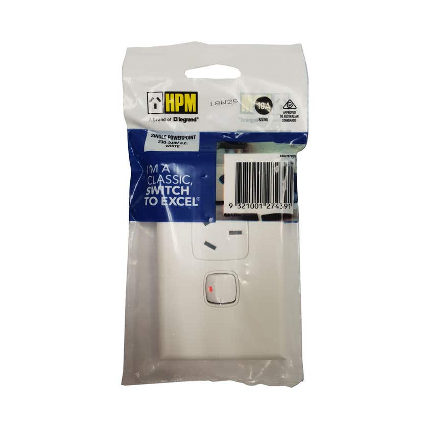 Excel Single Powerpoint 10Amp White HPM