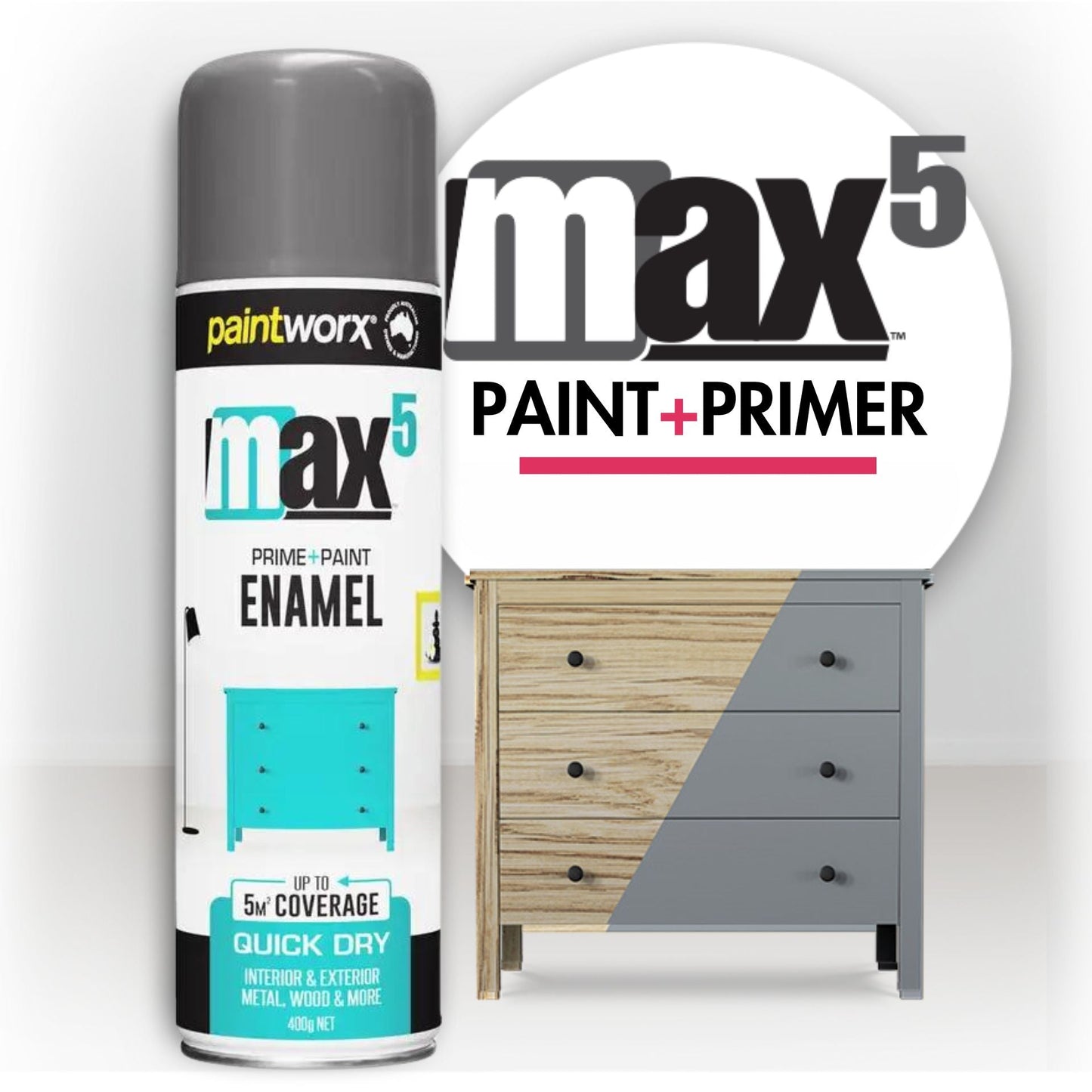 Prime & Paint Enamel Grey 400g Paintworx
