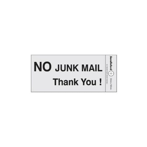 Sign Self Adhesive 100 x 50 No Junk Mail Thank You