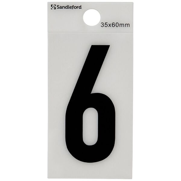 Sandleford Numeral Self Adhesive 60mm x 35mm White 6
