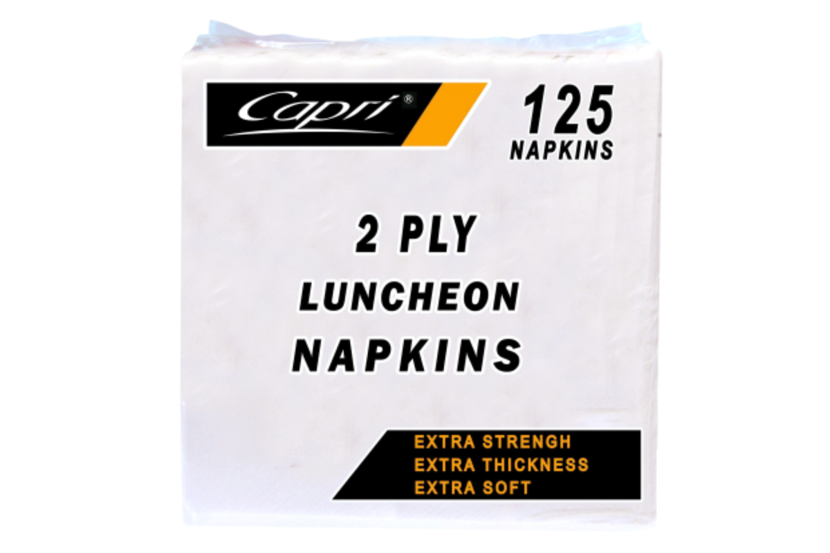 NAPKIN LUNCHEON WHITE 2 PLY Qtr Fold P125 - Capri