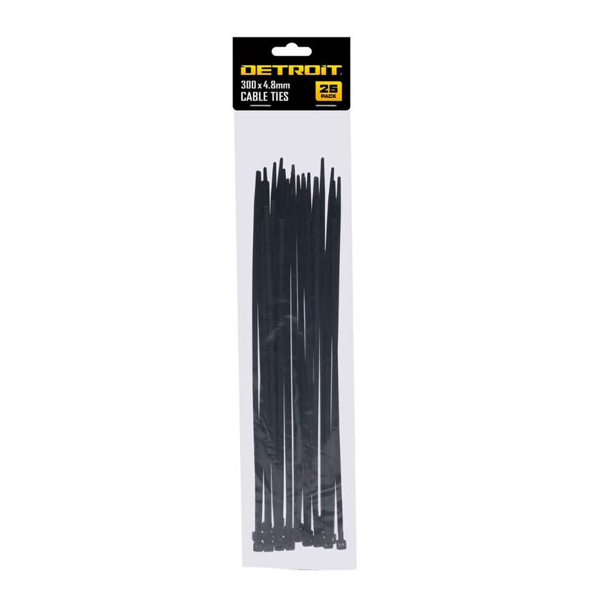 Cable Tie Black 300 x 4.8mm - 25 Pack Detroit
