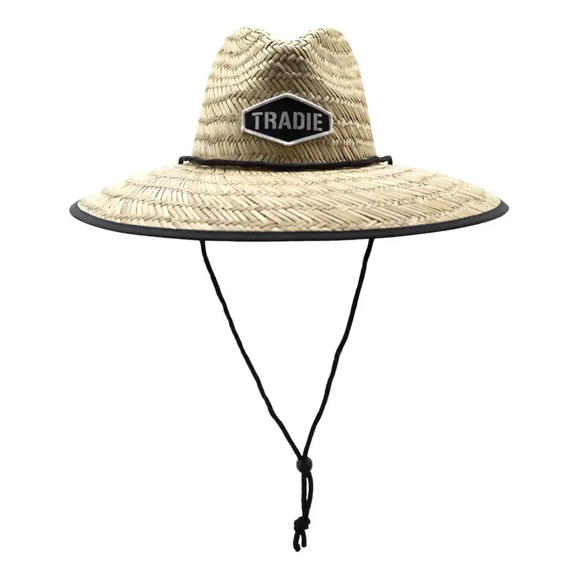 Hat Straw Black One Size Tradie