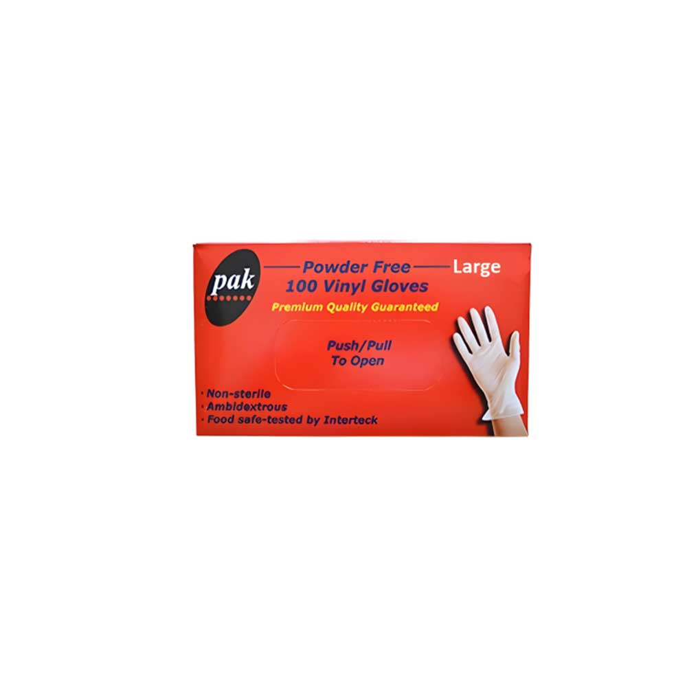 Powder Free Food Safe Vinyl Gloves Large - 100 PK
