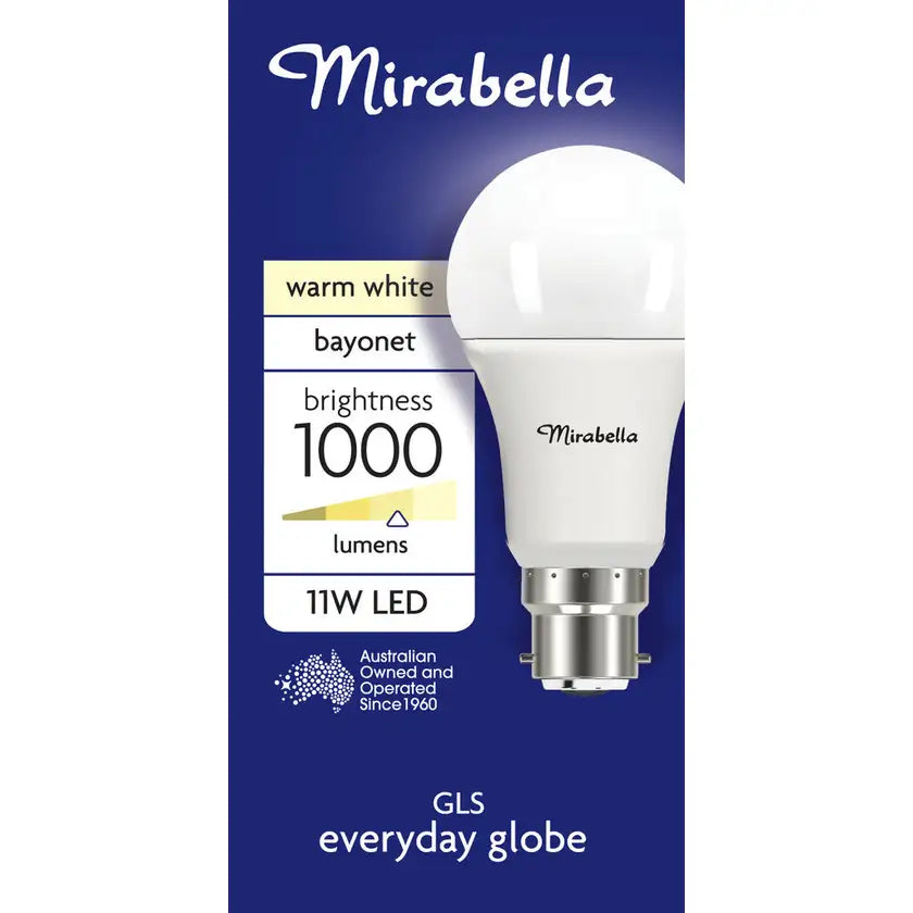 Globe Led Gls Bc 11w 1000lm Warm White Mirabella