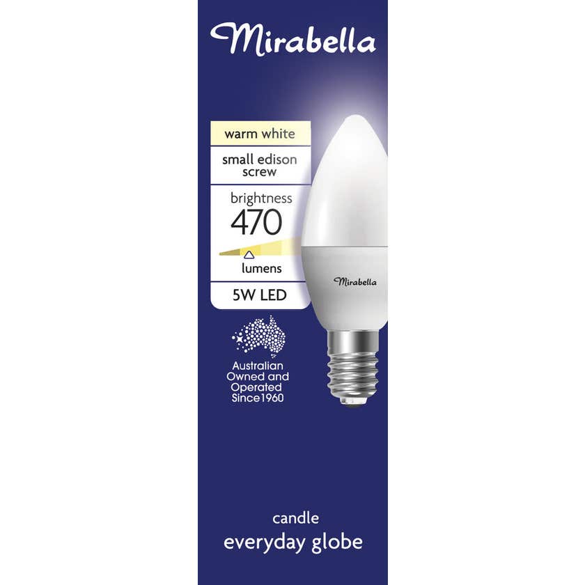 Globe Led Candle Ses 5.5W 470Lm Warm White Mirabella