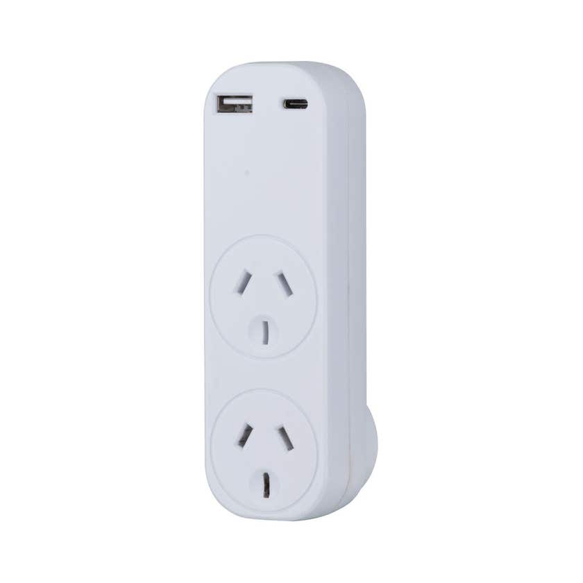 Adaptor 2 Outlet with USB 2.4A Arlec