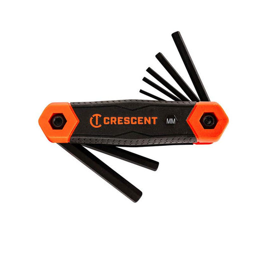 Folding Metric Allen Key Dual Material Key Set - 8 Piece Crescent