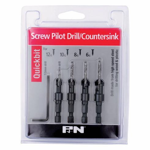 Bit Drill Pilot & Countersink Quickbit 5Pc Sutton