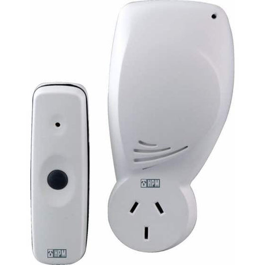 HPM Wireless Plug-In Door Chime with Piggyback Socket 70m Range