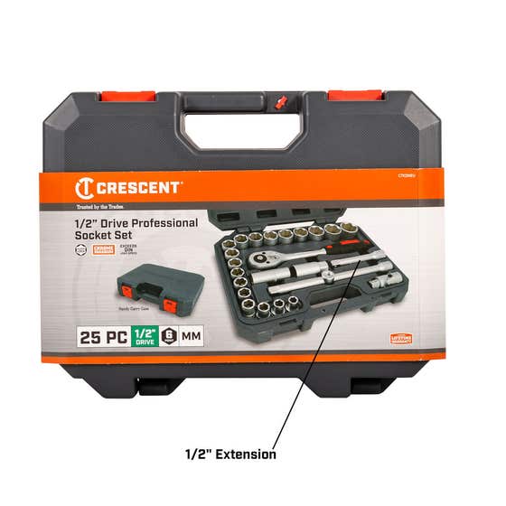 1/2" Drive Professional Socket Set 25 Pcs - Crescent