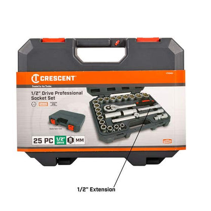 1/2" Drive Professional Socket Set 25 Pcs - Crescent