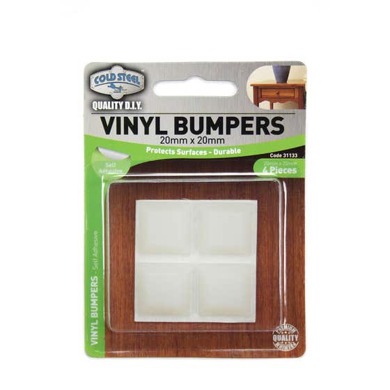 Self-Adhesive Vinyl Bumper Pads 20mm Square – 4 Pack Cold Steel