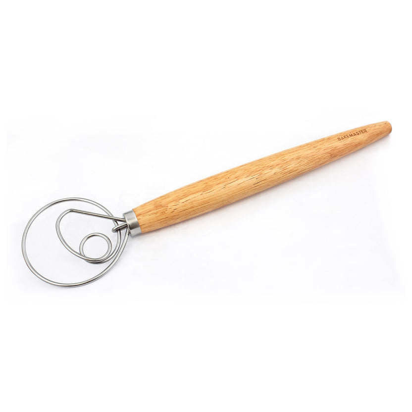 Bakemaster Dough Whisk 33cm – Stainless Steel with Wooden Handle