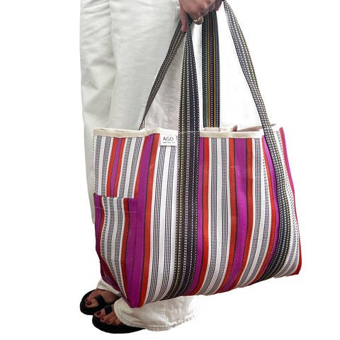 POCKET MARKET BAG: BLUE/ORANGE