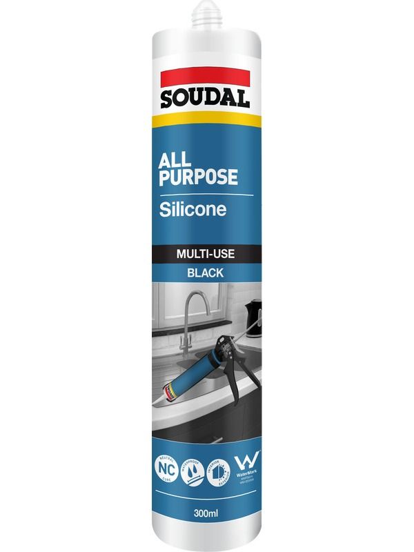 Silicone All Purpose Black 300ml Soudal