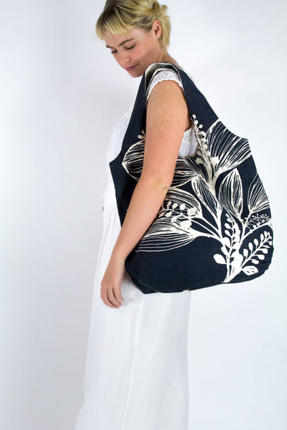 Slub Cotton Shopper Bag: Reverse Charcoal