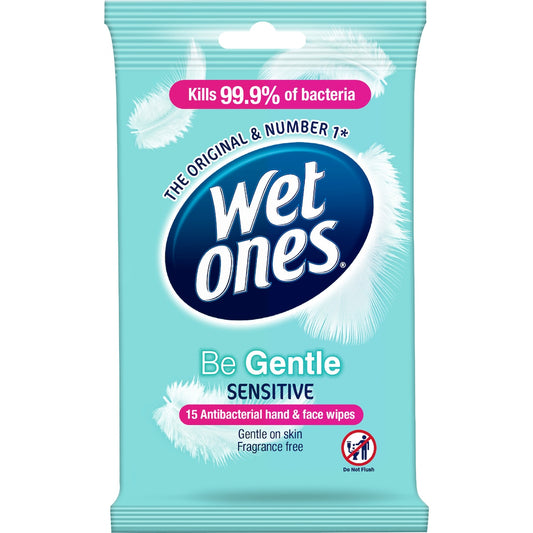 Wet Ones Be Gentle Hand & Face Wipes with Aloe – 15 Pack