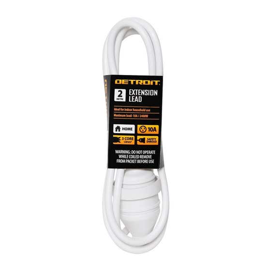 Detroit Domestic Extension Lead White 2m – 10A